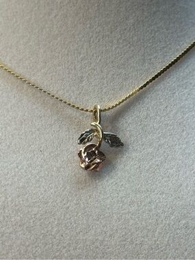 14K Rose Pendant with Yellow, White and Rose Gold